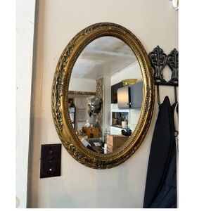 1971 INTERCRAFT PLASTIC Chicago REGENCY Bronze/Gold OVAL Wall MIRROR 23"x17”